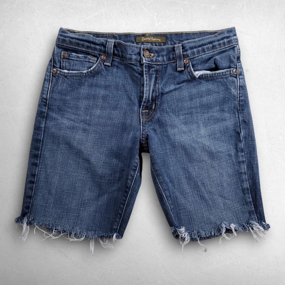 VTG Y2K David Kahn Nikki Cutoff Bermuda Shorts Women 27 Blue Indie Sleaze Boho